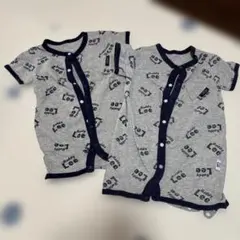 グレー ボタン付きロンパース 2点セット BuddyLee 双子