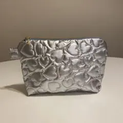 ハンドメイドポーチ　シルバーハート柄