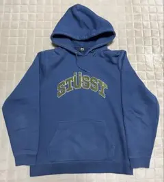 【希少配色】STUSSY ステューシー アーチロゴ シェニール刺繍 パーカー 紺