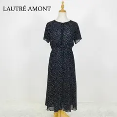 LAUTRE AMONT ドット柄 半袖ワンピース ブラック 40