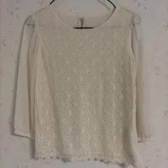 COMME CA ISM アイボリー レース 五分袖 トップス