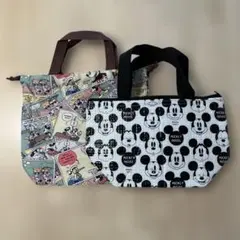 ミッキーマウス柄　保冷バッグ　巾着袋　2点セット