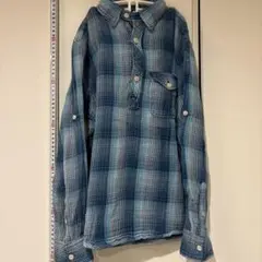 H&M キッズ 長袖チェックシャツ 青系 130cm