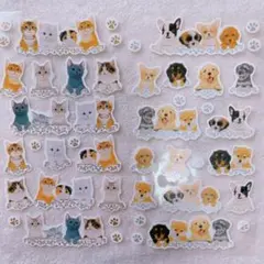 猫と犬のイラストシール　2枚セット