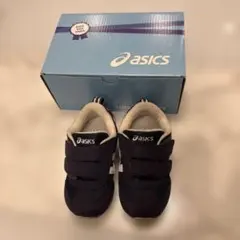 asics ベルト付きキッズシューズ ネイビー