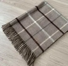 ELLE チェック柄ストールグレーベージュブラウン大判ジョシュアエリス