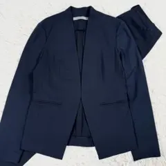 美品/近年タグ✨セオリーリュクス ノーカラージャケット パンツ スーツセット 紺