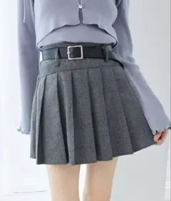 MAJESTIC LEGON スカート ベルトセットプリーツミニスカパン グレー