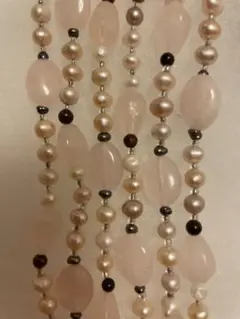 ＷI SＰ淡水パール＆ローズクォーツネックレス