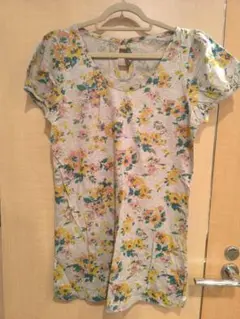 花柄 半袖Tシャツ イエローのサムネイル