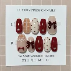 ネイルチップ 現品 フレンチガーリー 韓国 量産型 リボン レース フリル