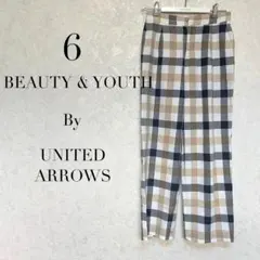 Roku BEAUTY & YOUTH チェック柄 カジュアルパンツ ワイド