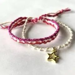 ☆ミサンガ☆ 2本セット 星　ピンク系