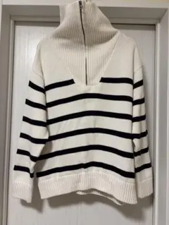 ZARA ストライプ ハイネック ニット L