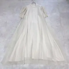 美品☆エスマックスマーラ ロングワンピース とろみ シルバー 大きい