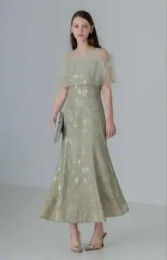 チュールフリルボレロペイントマーメイドドレスワンピース　結婚式パーティー成人式