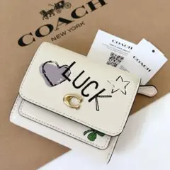 コーチ☆新品☆レザー 【ブティック】二つ折り財布/白ホワイト