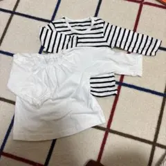 白黒ストライプ 長袖トップス 70cm