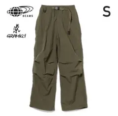 BEAMS別注 Gramicci ナイロン オーバーパンツ S オリーブ