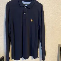 LANDS'ENDネイビー 長袖ポロシャツ