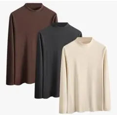 NCFBAG 長袖 tシャツ メンズ3枚組ハイネック インナーシャツ 4XL