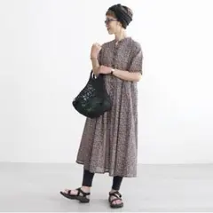 美品 SOIL バンドカラー ロングワンピース シャツワンピース 黄色