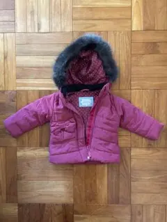 ピンク ダウンコート ファー付きフード　95センチ