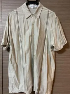 Calvin Klein 半袖シャツ L ベージュ ストライプ
