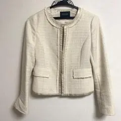 ユナイテッドアローズ　ノーカラー　ジャケット　ツイード　ベージュ　36