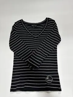 agnès b. ストライプ Vネック長袖トップス
