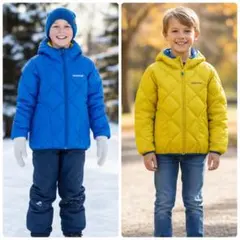 美品★モンベル リバーシブル ダウンジャケット 130cm 収納袋付き