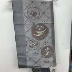グレー 花柄 名古屋帯