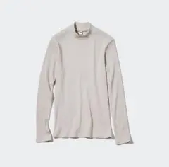 ユニクロ　リブハイネックＴ　ライトグレー　Ｍ　新品未使用