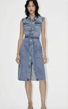 【ZARA】デニムノースリーブワンピース Mサイズ