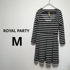 ロイヤルパーティー　M ワンピース　長袖　膝丈　ボーダー　白黒
