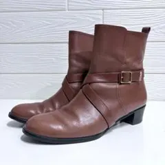 HIMIKO 卑弥呼 レザー ベルト ショートブーツ ブラウン 24