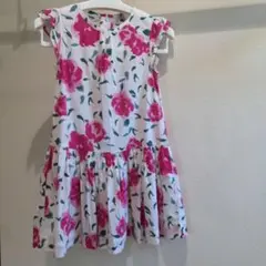 プチバトー フラワープリント ノースリーブワンピース 120cm 8ans