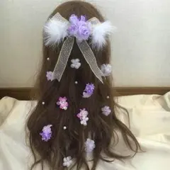 ☆ラプンツェル髪飾りセット ラベンダーカラーのリアルファー付き♡
