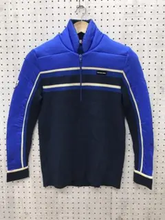 レトロ スキー 古着 DEMETRE パッド切替 ハーフジップ ニット トップス