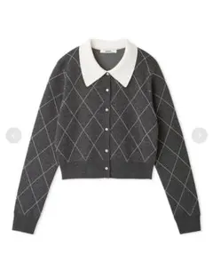【限定品】SNIDEL アーガイルカーディガン カラー:DGRY サイズ:F