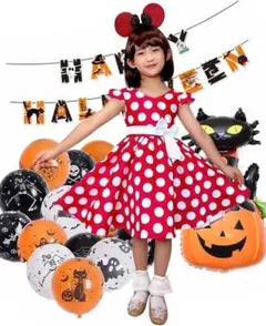 ハロウィン子供 コスプレ 水玉模様のキッズドレス