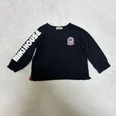 ミキハウス　90cm 長袖カットソー　トップス　ロンT 黒　ロゴ　ワッペン