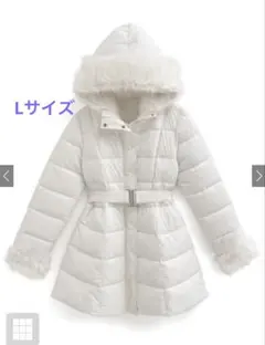グレイル GRL ベルト付きファーAラインダウンコート [kd79] Lサイズ