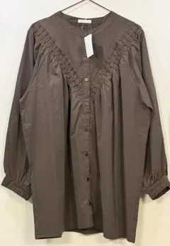 新品◆オーバーブラウス チュニック 長袖 ゆったり 大きいサイズ カーキ系