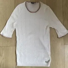 【美品】CHANEL 半袖 ニット ホワイト 38のサムネイル