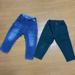 DlLASH デニム長ズボン・F.O.kidsダークグリーン9部丈2点セット