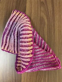 イギリスゴム編み　ネックウォーマー　レギア　アリゼ　毛糸　ハンドメイド　紫色