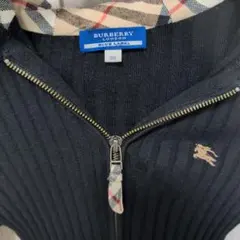 レア】BURBERRY BLUE LABEL リブニットパーカー ブラック - メルカリ