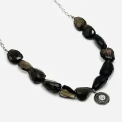 agete アガット　スモーキークォーツ　シルバータグ　ネックレス　チェーン