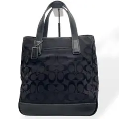 美品 COACH コーチ ハンドバッグ トートバッグ シグネチャー ブラック 黒
